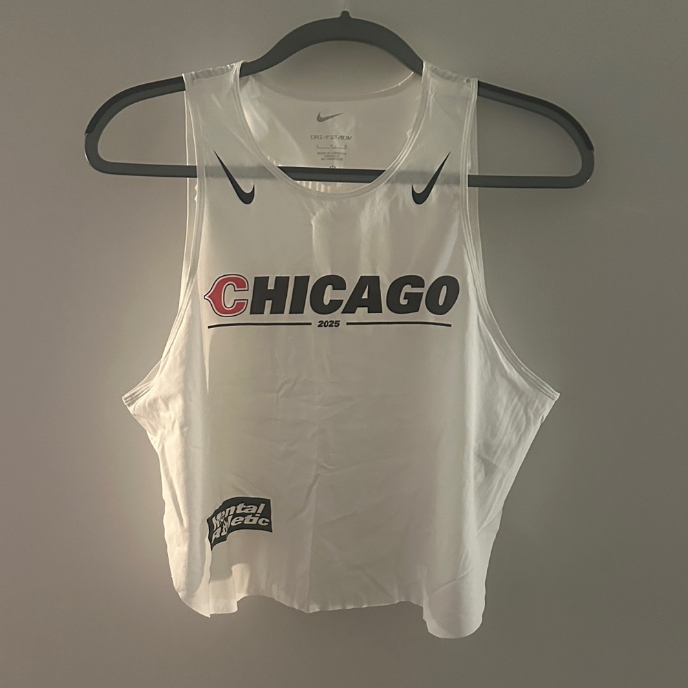 Nike Women's White Chicago Graphic Cropped Running Tank Top